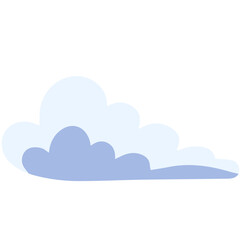 Vector rounded blue cloud with flat base, great for use in outdoor scenes, sky illustrations, and weather-themed designs.