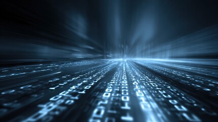 Abstract Blue Binary Code Stream Visualizing Digital Data Flow and Information Technology