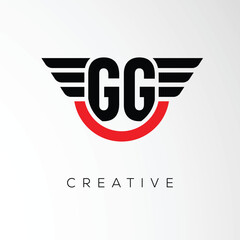 GG Creative Wings Letter Logo with Modern Shield - Powerful Business and Branding Symbol