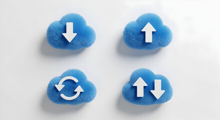 Cloud Up and Down Arrows Icons Set
