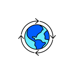 Icon a around the earth, isolated against a clean background.