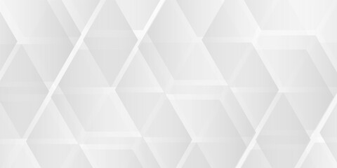 Fototapeta premium hexagon white geometric background with diamond and triangle shapes layered pattern design