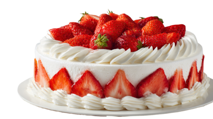 White chocolate strawberry yogurt cake decorated with fresh fruits and chocolate chunk on wood table. Delicious and sweet pink cake for Valentines or birthday party. Homemade bakery concept.