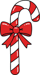 Candy cane with red bow festive decoration for Christmas celebration and holiday design element 