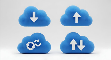 Cloud Up and Down Arrows Icons Set