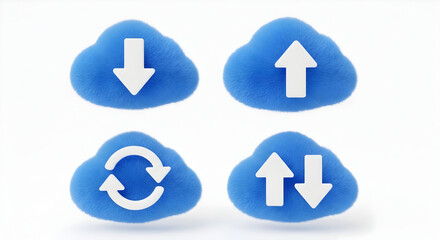 Cloud Up and Down Arrows Icons Set