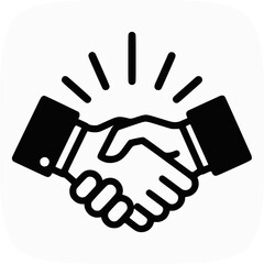 Obraz premium Bold Black and White Icon: Successful Business Partnership Handshake Agreement, Deal Closed, Modern Minimalist Style.