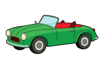 Cartoon Green Convertible Car Illustration