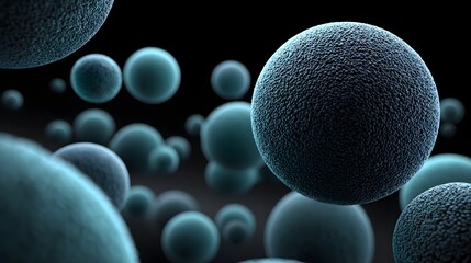 Teal spheres in a 3d space.