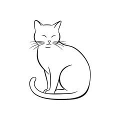 (Peaceful White Cat Minimalist Design. A tranquil pale feline rendering on a stark backdrop. This graceful animal portrayal evokes serenity and quiet contentment, ideal for diverse visual projects.)