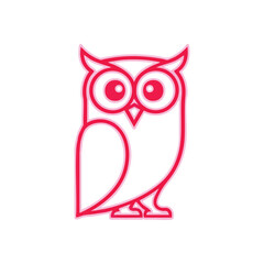 (Stylized Pink Owl Icon. This elegant nocturnal bird graphic features bold magenta lines, perfect for concepts related to intellect, education, or nightlife.)