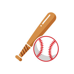 (Baseball Bat and Ball Icon. Clean graphic depicting essential sporting equipment. This emblem evokes feelings of play, athleticism, and classic American pastimes.)