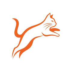 (Agile Cat Jump Silhouette. Modern artistic representation of a pouncing housecat. This graphic conveys swift motion, playful energy, and sleek grace.)