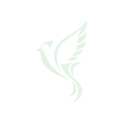 (Stylized Dove in Flight Symbol. An elegant, minimalist emblem of an avian creature soaring. Represents peace, purity, and liberation. Ideal for spiritual or tranquil themes.)