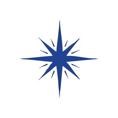 Fototapeta premium (Eight Point Blue Star. A vibrant starburst emblem on a dark backdrop, signifying direction, breakthrough, and radiant discovery. Ideal for design.)