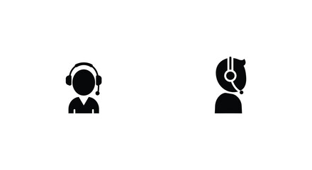 Customer service representative icons in black silhouette on white background