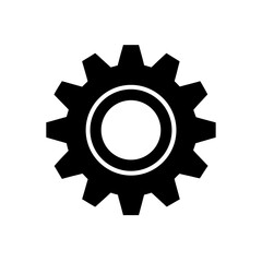 A simple black gear on transparent background silhouette