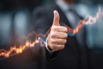 Businessperson giving thumbs-up over rising stock chart (1)
