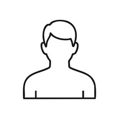 (Male Profile Icon. Simple graphic depicting an anonymous human silhouette. This versatile avatar represents online identities, account placeholders, or default user representations.)