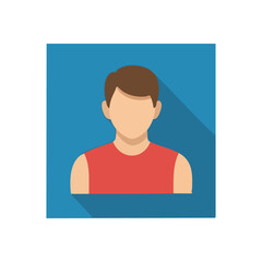 (Male User Avatar Flat Icon Design. Modern minimalist graphic of an anonymous person's profile with a long shadow. Ideal for generic online identities and user accounts.)