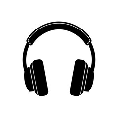 Headphones black icon on transparent background silhouette
