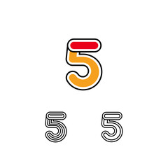 Logo art number 5, set of three playful numeral