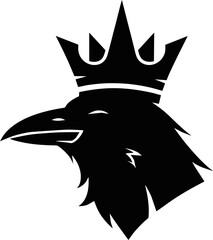 Royal Crow Head Vector, King Raven Symbol