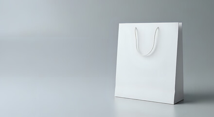 Clean white shopping bag with rope handles, perfect for retail branding and elegant product presentation.
