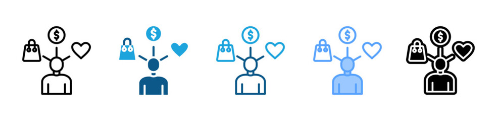 Obraz premium Consumer Behavior icon sheet multiple style collection