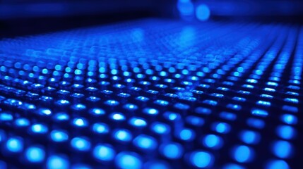 Abstract Blue LED Grid Pattern: Modern Technology, Data Visualization and Futuristic Background
