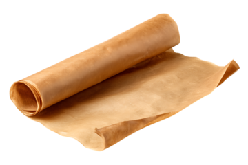 Roll of brown parchment paper for baking transparent PNG isolated background