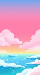 Pastel sky and ocean scene with soft clouds