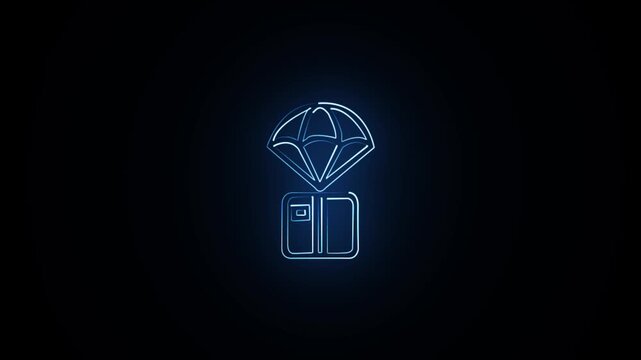 Delivery Package Animation with Glowing Lines on Black Background 4k icon video.