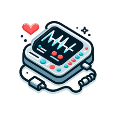 Heart rate monitor icon with ECG line, medical equipment