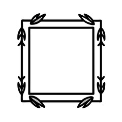 Neutral rectangle frame with dried grass and feathers