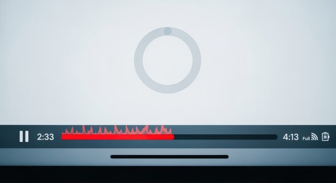 Media Player Interface Featuring Loading Icon and Progress Bar on a Sleek Gray Background