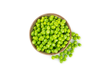 Fresh green pea pods with green peas isolated on white background. Sweet green peas. Green pea beans vegetables. Vegan. healthy vegetable