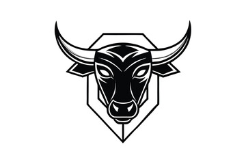 A powerful bull head shows strong features in a bold design