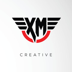 XM Creative Wings Letter Logo with Modern Shield - Powerful Business and Branding Symbol