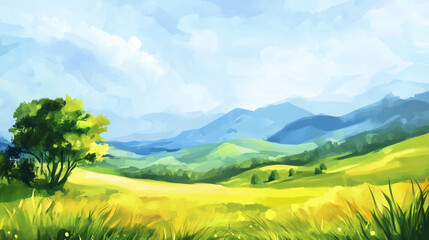 Obraz premium Breathtaking view of a mountain range with a spruce forest on a sunny day.