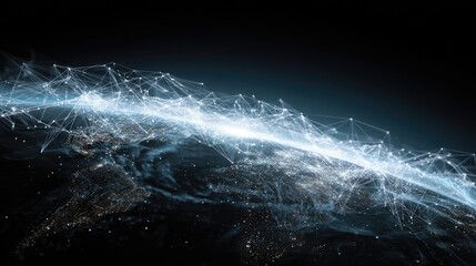 Fototapeta premium Data analytics, AI and database management technology with global internet network connection. Connecting with cloud server and data center, technology background. data science and engineering