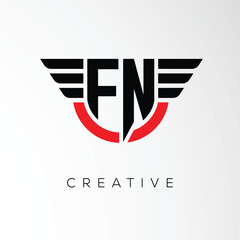 Naklejka premium FN Creative Wings Letter Logo with Modern Shield - Powerful Business and Branding Symbol