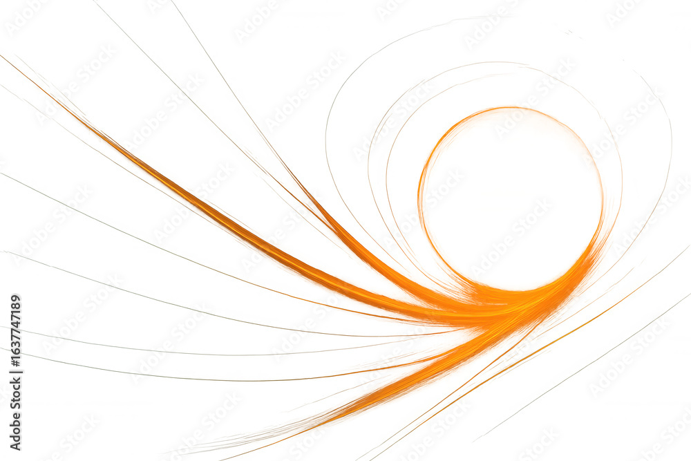 Wall mural light trails swirling in vivid orange, forming dynamic abstract pattern against transparent backdrop