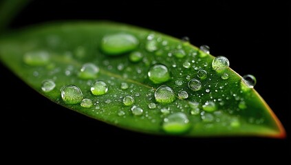 Close-up of a wet leaf with water droplets