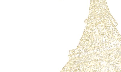 Minimalist golden sketch of Eiffel Tower