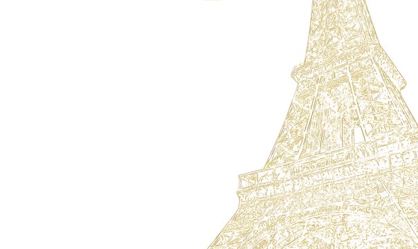 Minimalist golden sketch of Eiffel Tower