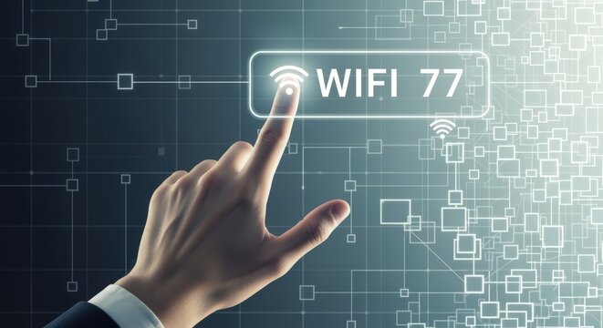 Internet Access Concept: Finger Touching a WiFi Icon on a Digital Interface for Connectivity