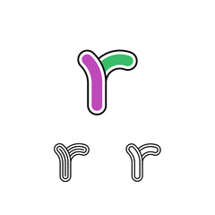 Logo art Letter R, set of three playful letter