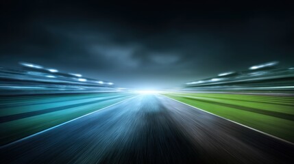 Speedway Motion Blur with Stadium Lights and Dramatic Sky for Racing and Sports Concepts