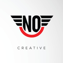 NO Creative Wings Letter Logo with Modern Shield - Powerful Business and Branding Symbol